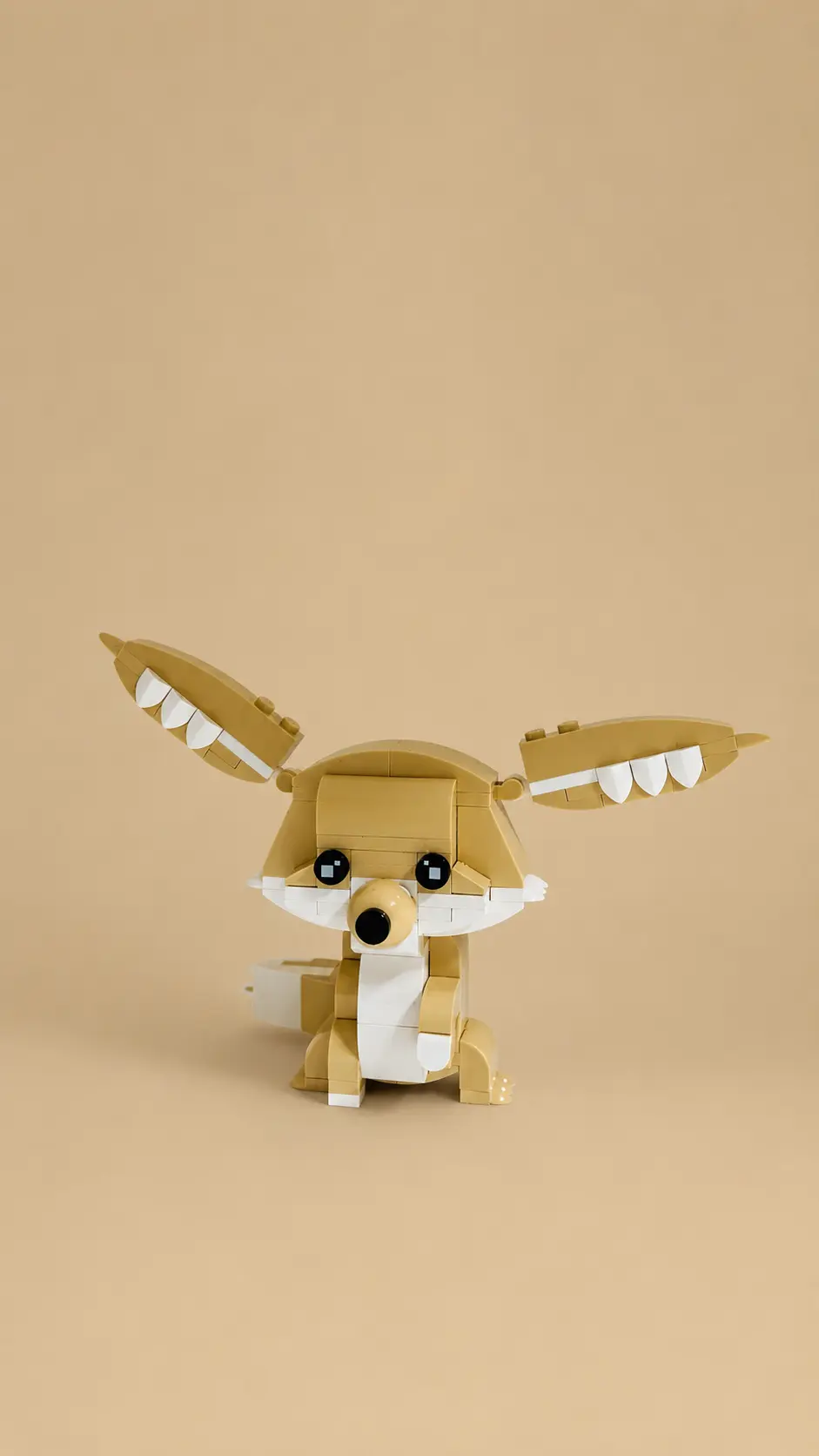 Fennec moc with open ears on sand background